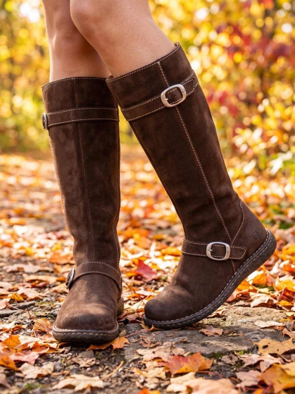 Born Kenya brown leather tree sole midi boots